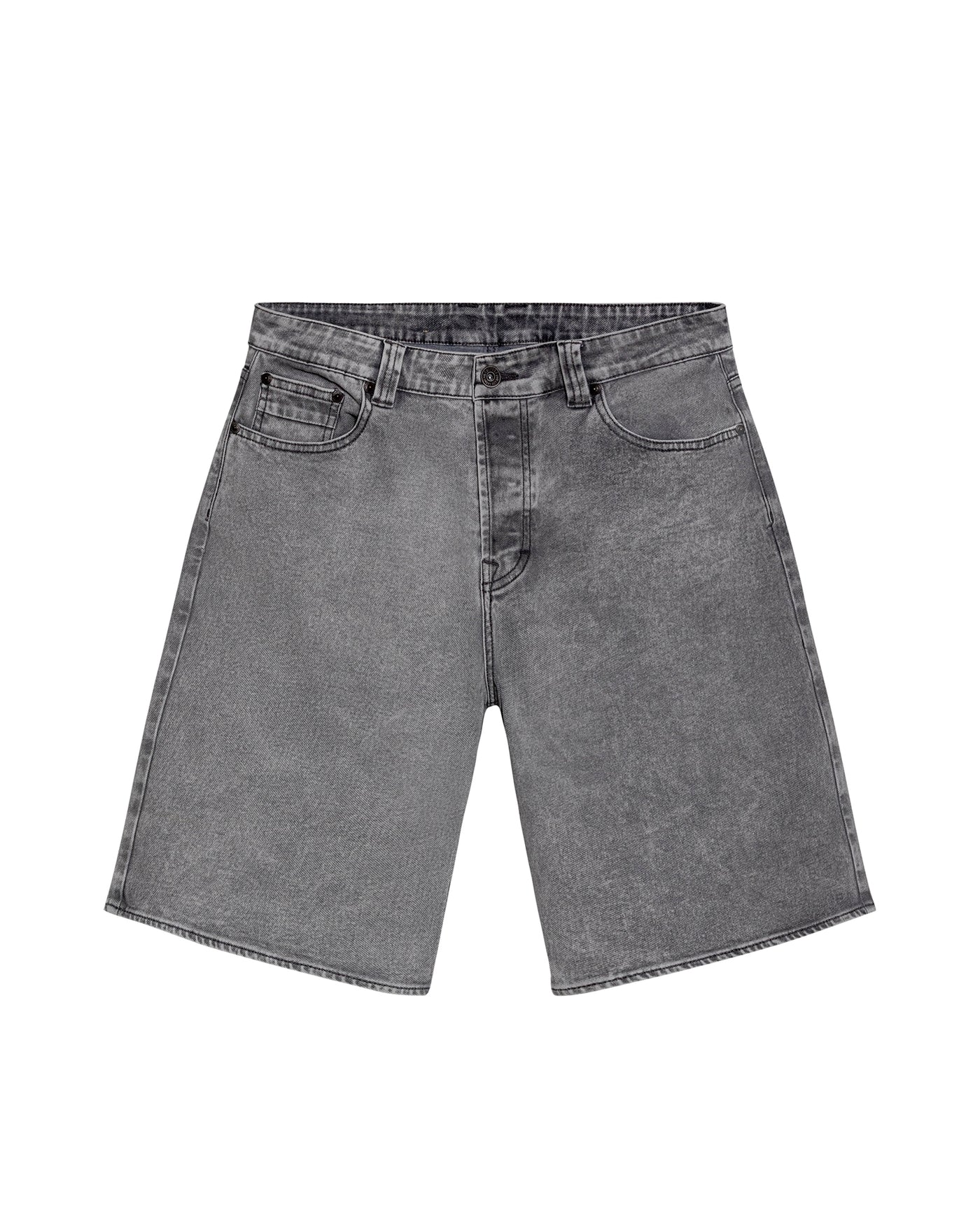 Mens Bermuda Shorts Mid Rise Gray Wash Maverick Mold Cotton Polyester Elastane Leather Waistband Badge - Gray 63_351H001_GRI145002_3