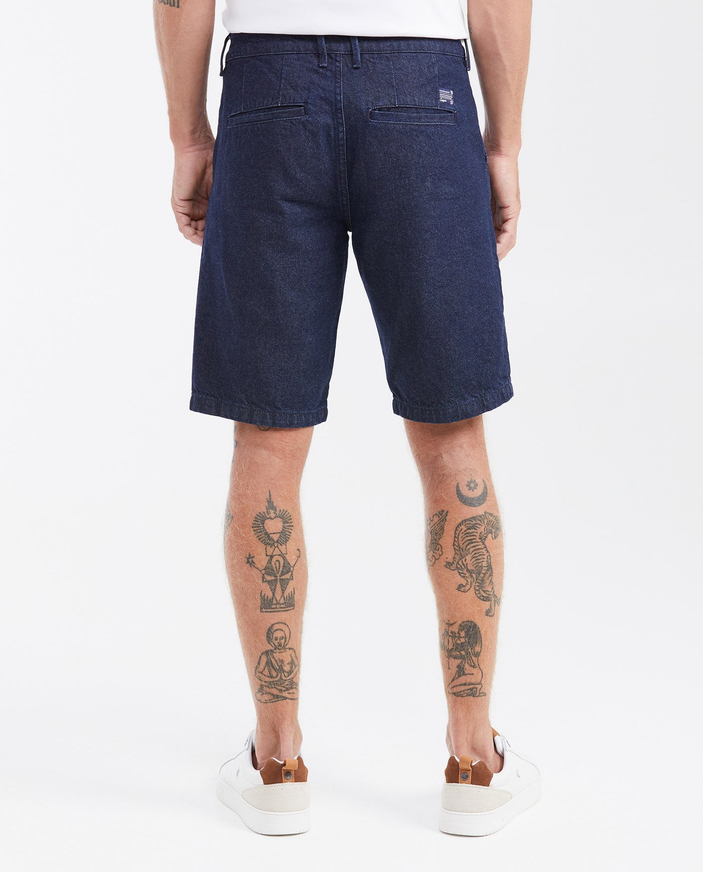 Men's Straight Fit Denim Bermuda Shorts in Dark Wash Non-Stretch Cotton 352G000 - 4