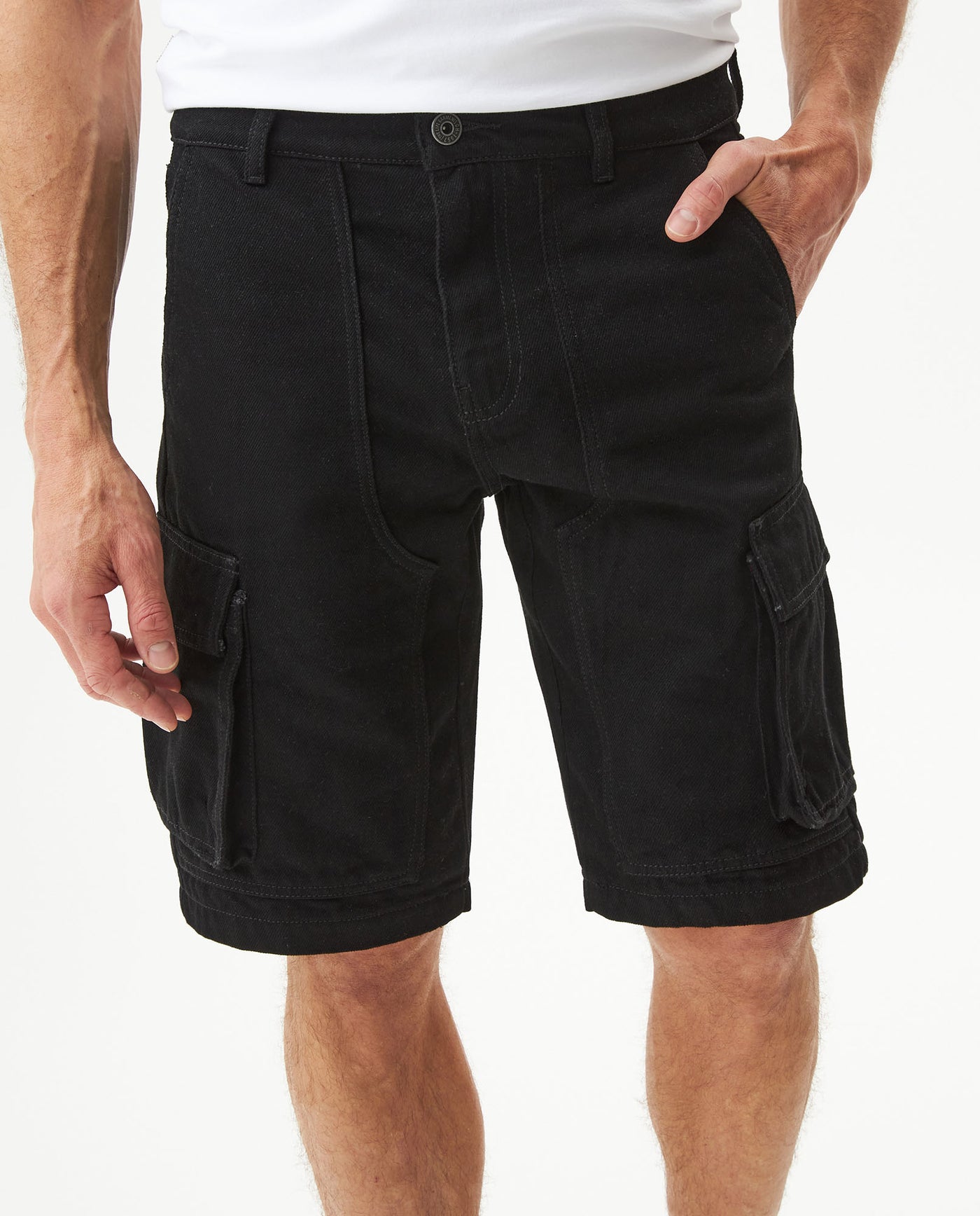 Men's Bermuda Shorts Denim Cargo Style - Black 63_359G004_NEG194004_3