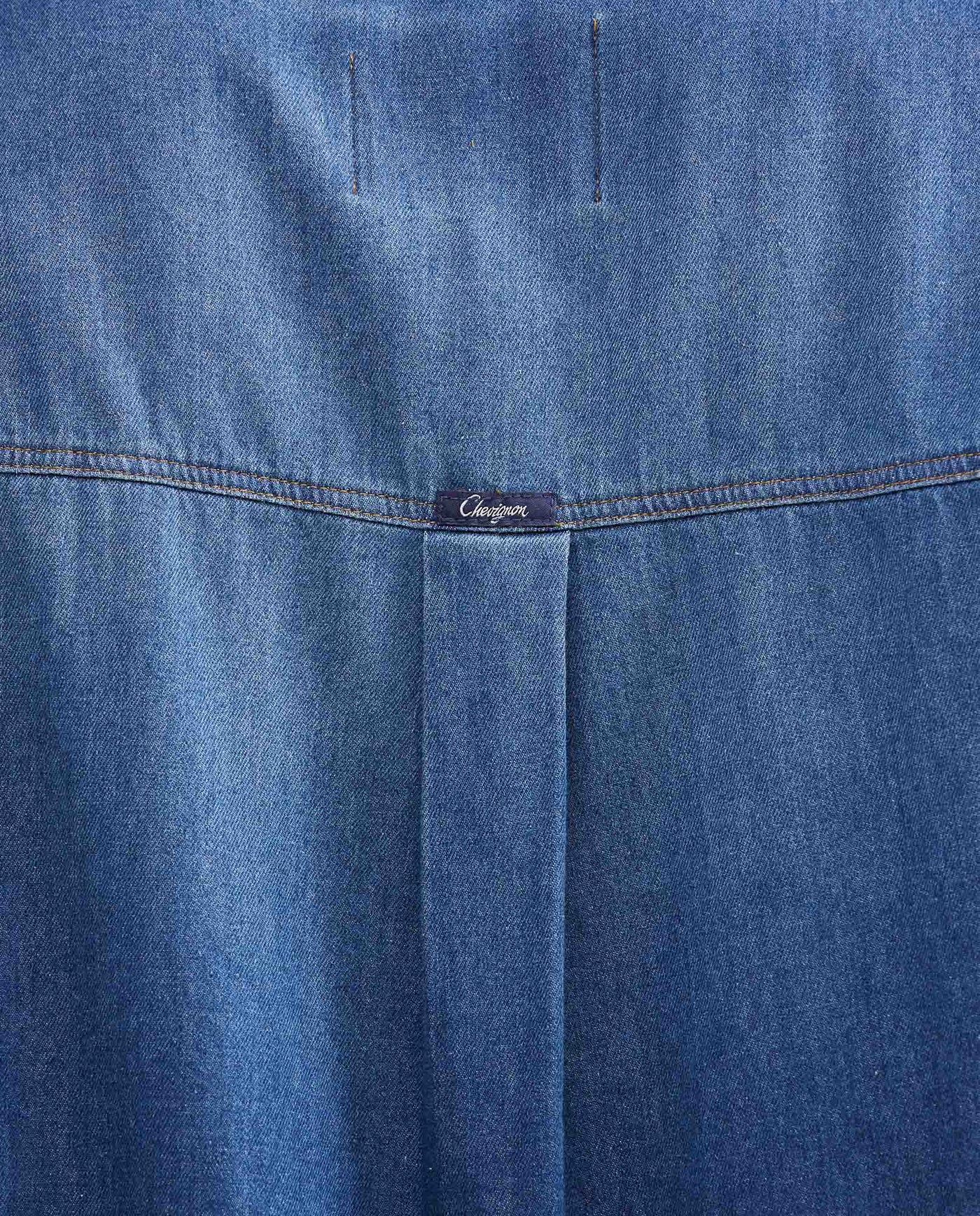 Women's Oversized Dark Wash Denim Shirt with Mandarin Collar in Non-Stretch Cotton - 6