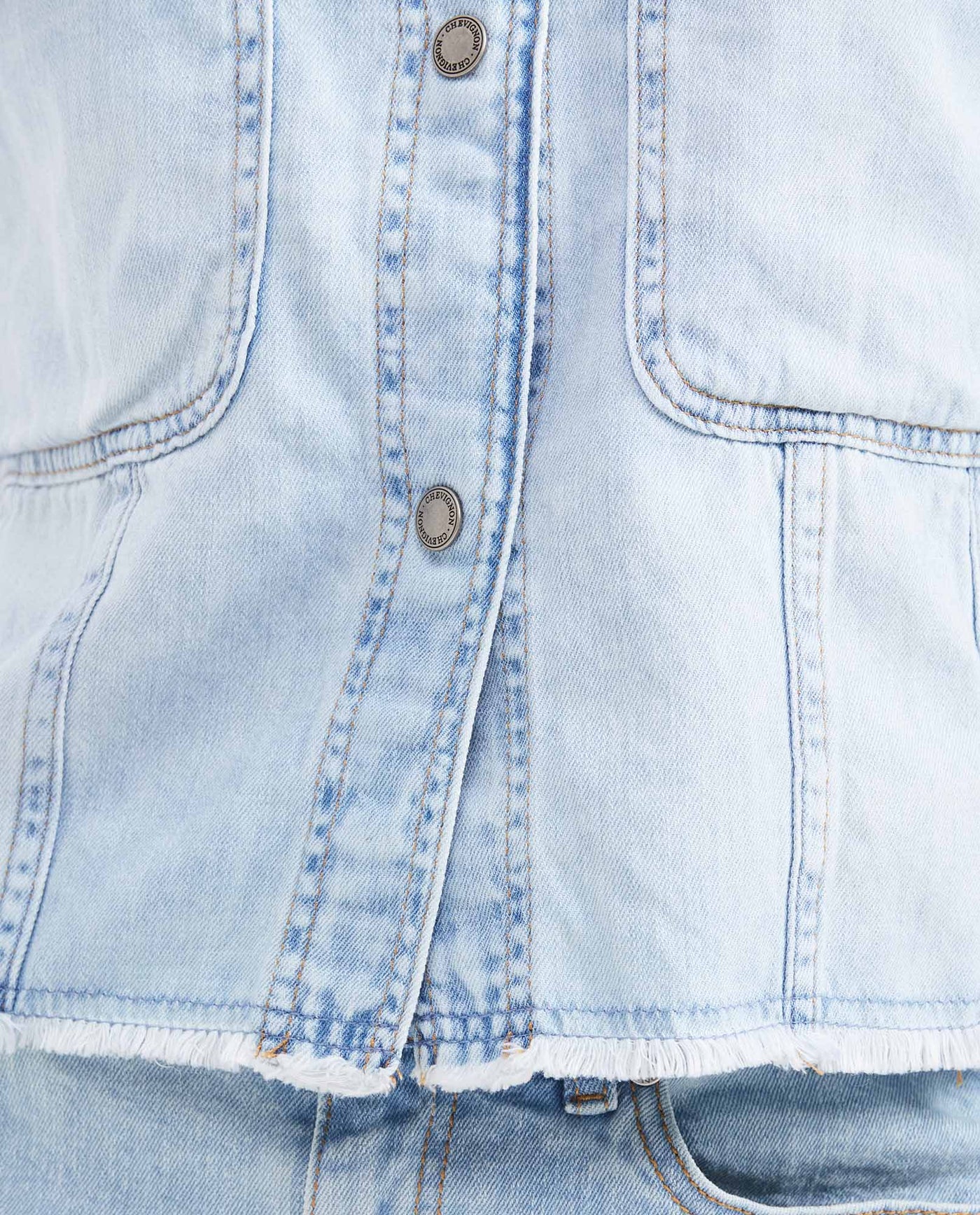 Women's Classic Fit Light Wash Sleeveless Denim Shirt in Non-Stretch Cotton - 3