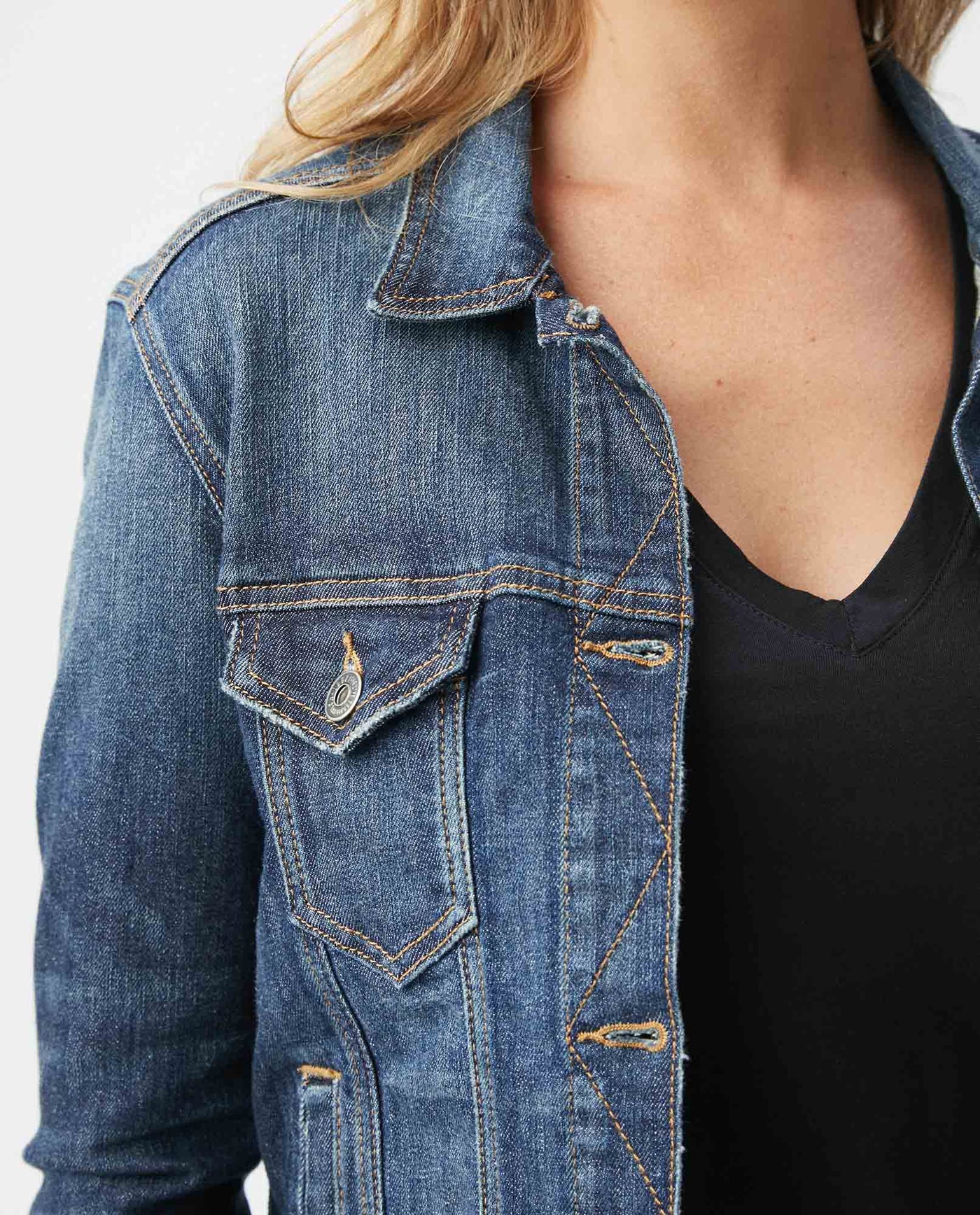 Women's Denim Jackets, Medium Wash - 2