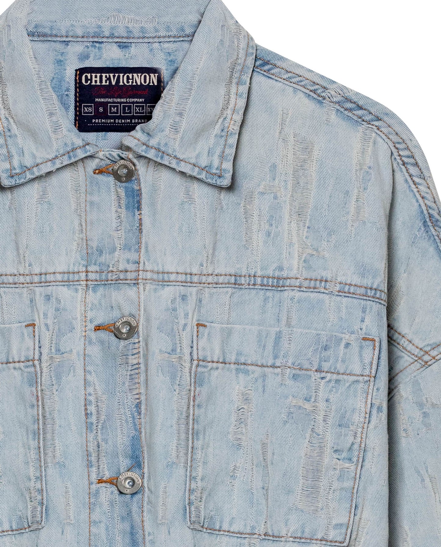 Womens Jacket Trucker Bomber Style Cotton Non-Stretch Light Wash Destroy Effect - Blue 63_421H001_AZU154020_8