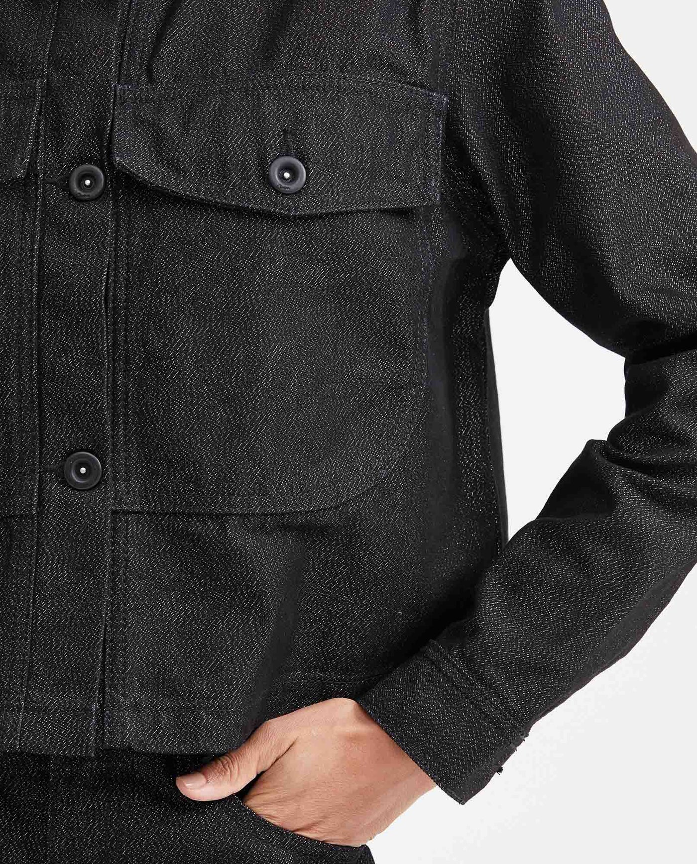 Black Denim Straight Fit Jacket for Women - Black 422G000 - 3