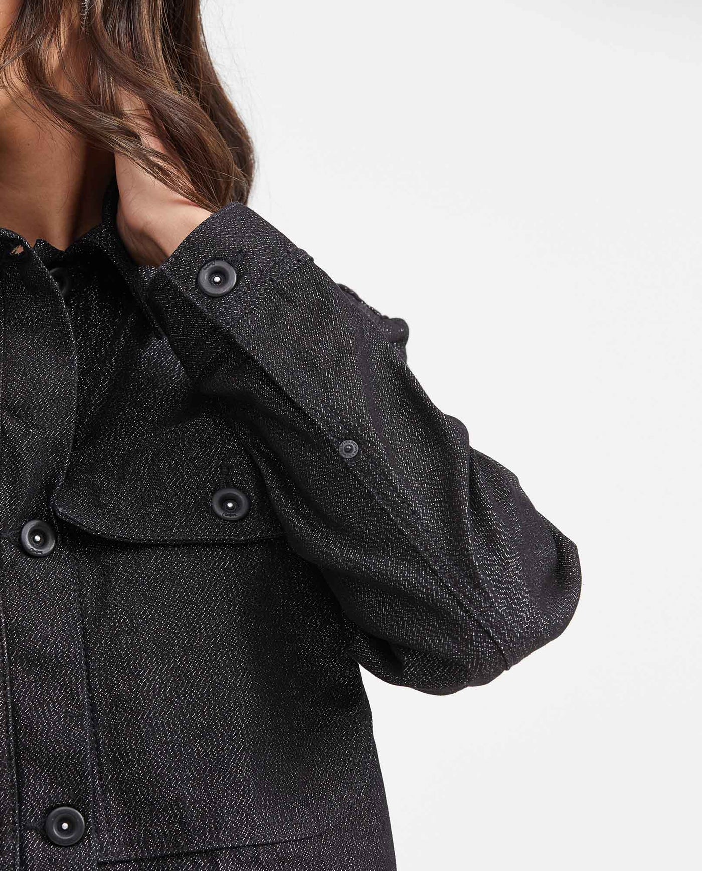 Black Denim Straight Fit Jacket for Women - Black 422G000 - 4