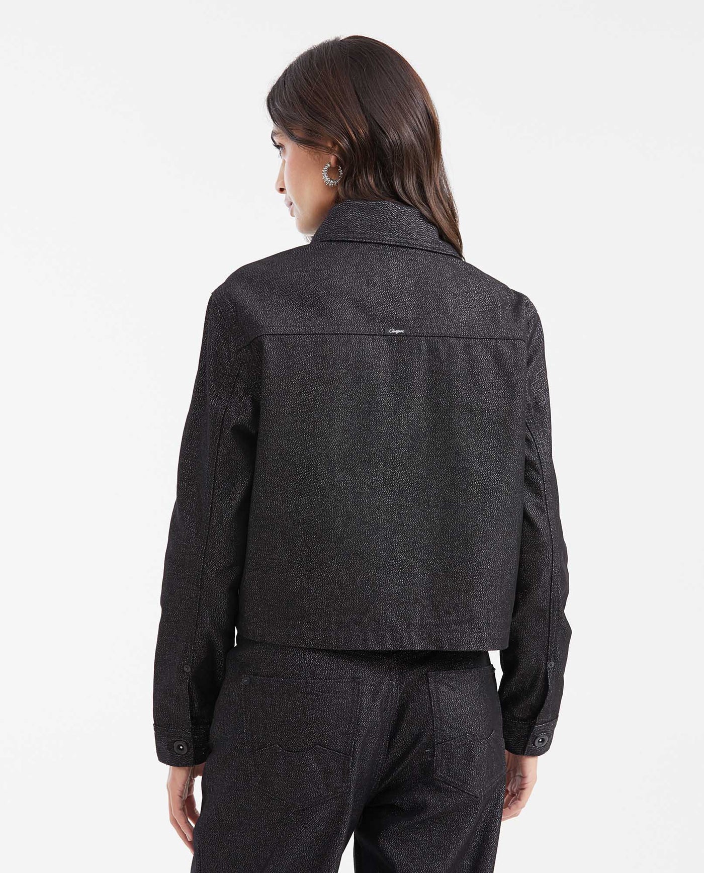 Black Denim Straight Fit Jacket for Women - Black 422G000 - 5