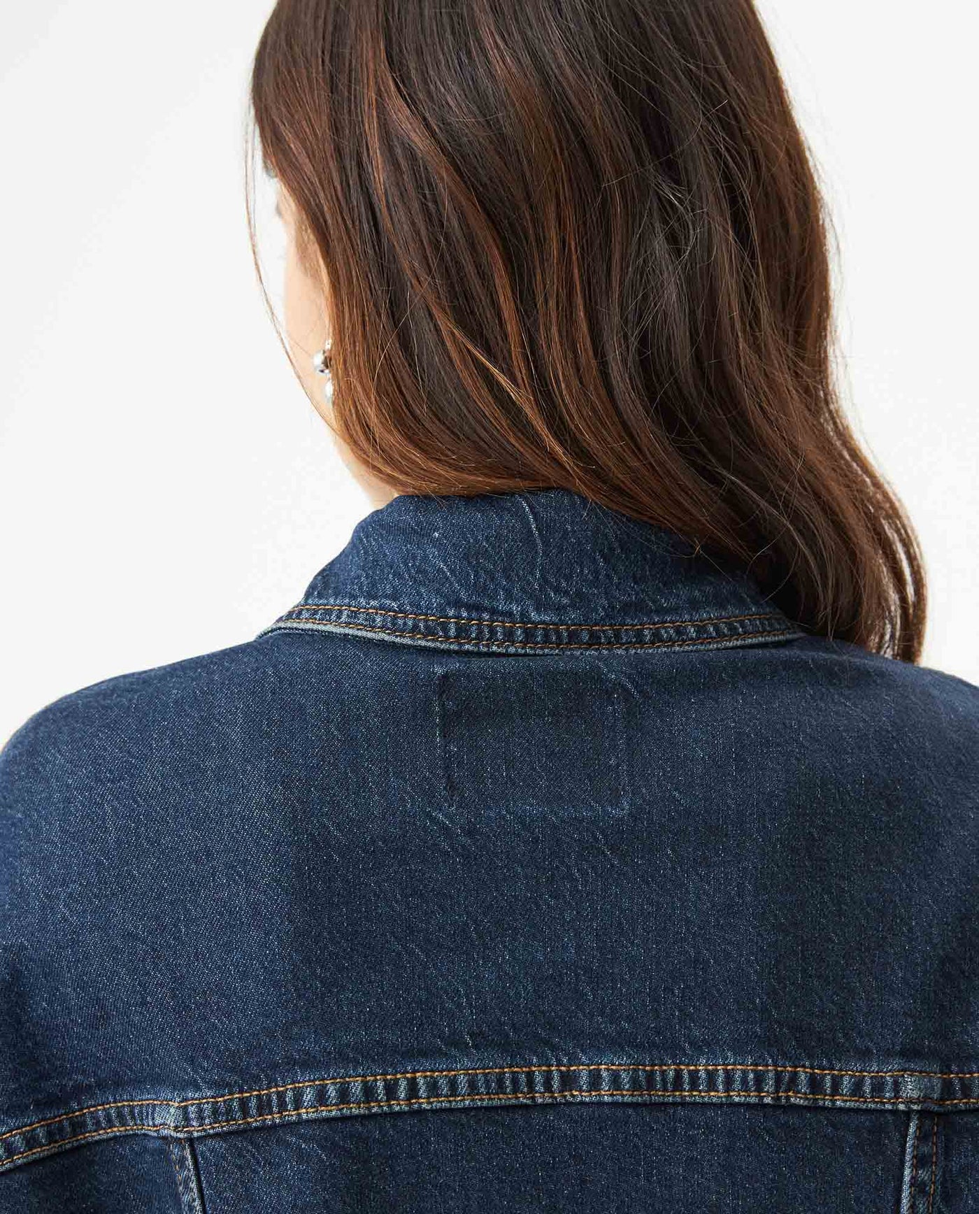 Women's Classic Trucker Denim Jacket Dark Wash in Cotton-Tencel Blend, Navigator 429G000 - 6