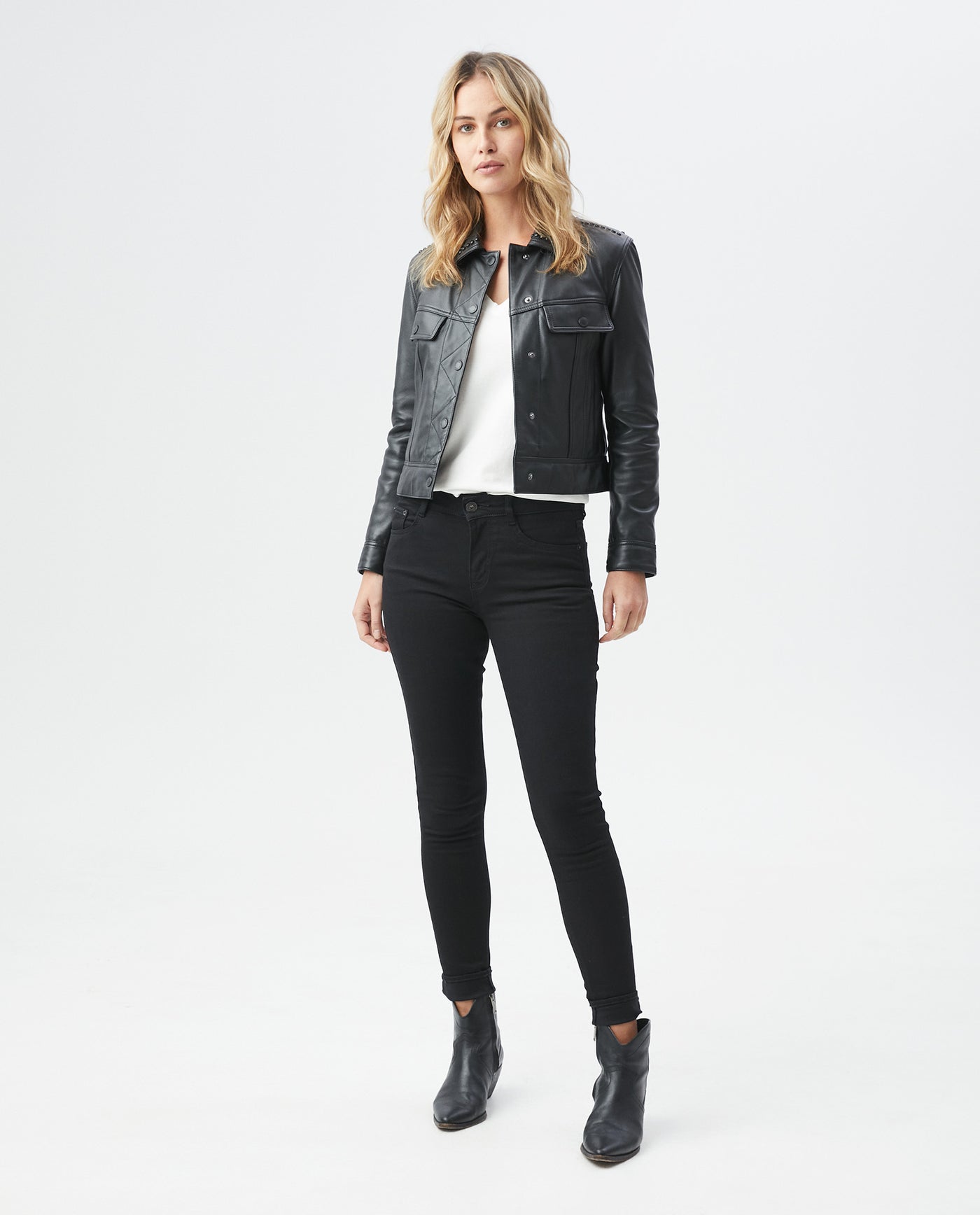 Women's Cosmo Jeans High-Rise Skinny Matte Black in Cotton-Polyester Blend 430E004 - 2