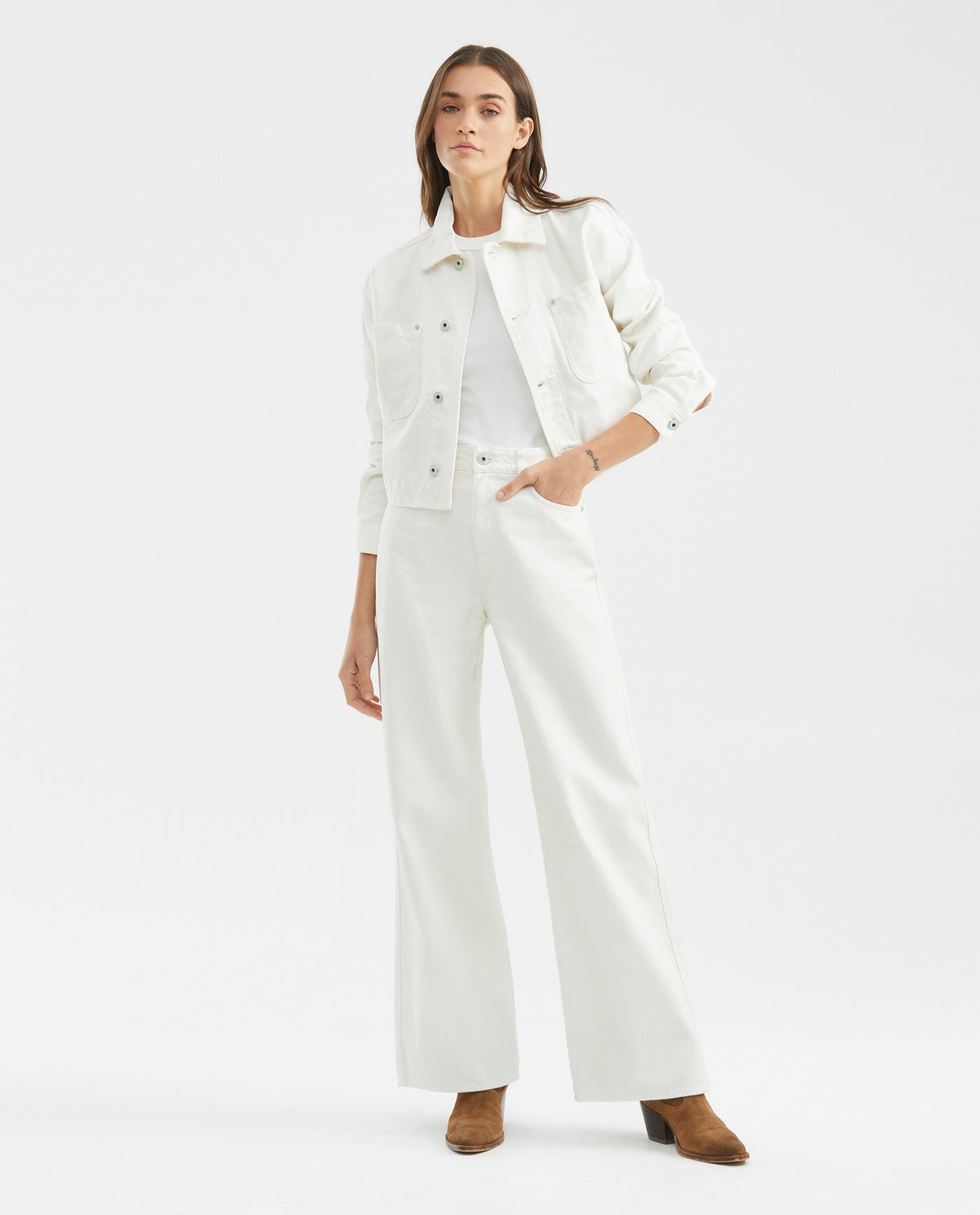 Women's Special Fit Wide Leg Jeans Raw Wash in Cotton - 2