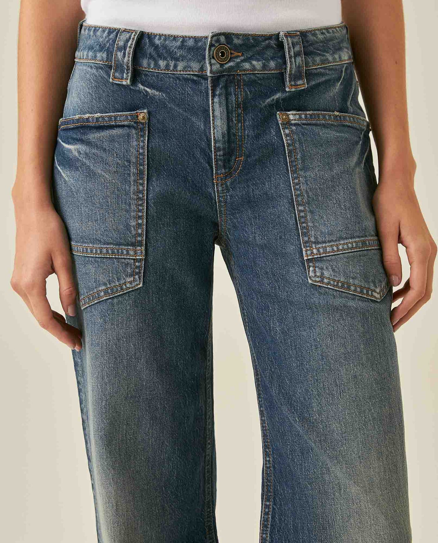 Womens Jeans Straight Fit Low Rise Cotton Elastane Dark Wash - Blue 63_431H001_AZU194052_5