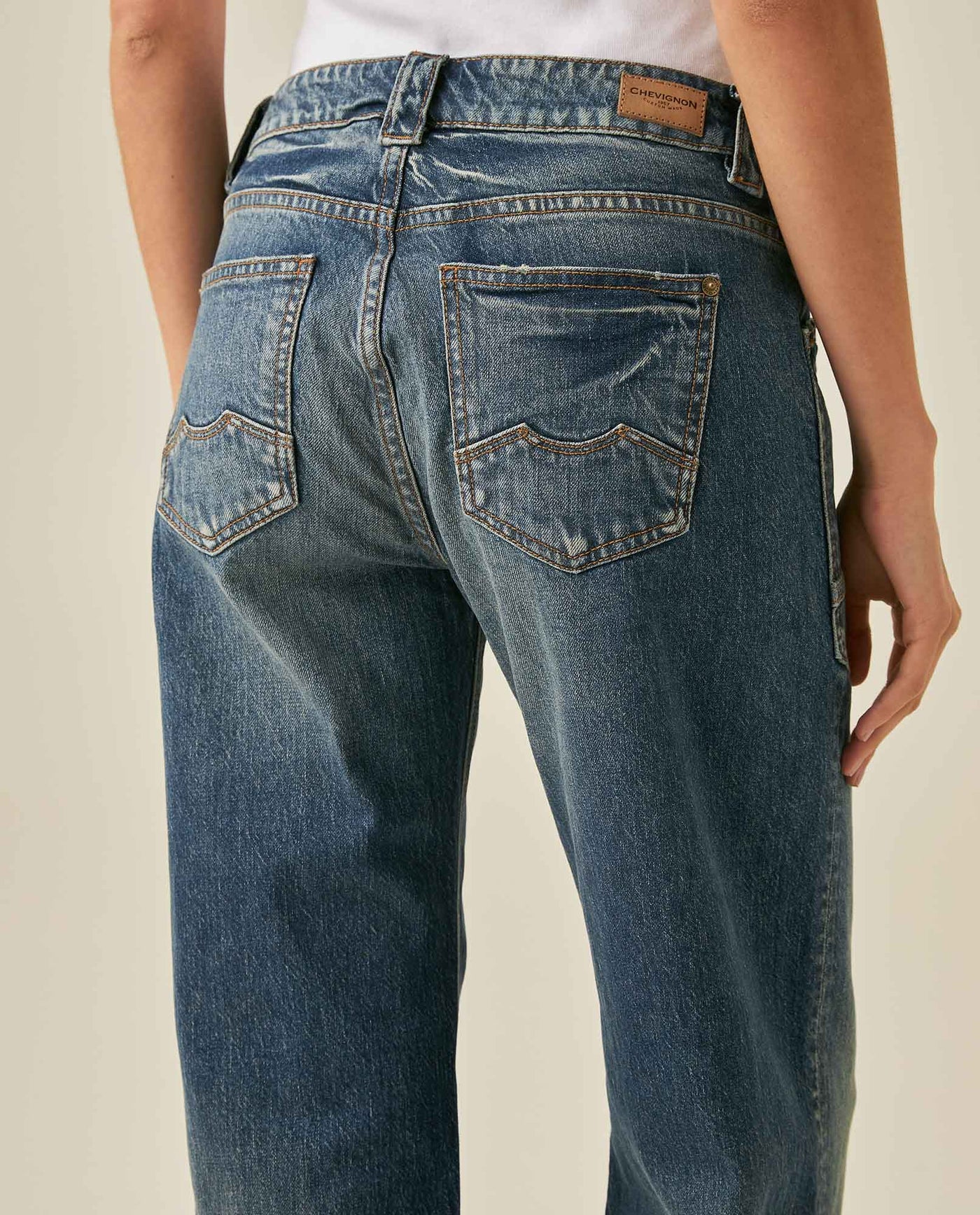 Womens Jeans Straight Fit Low Rise Cotton Elastane Dark Wash - Blue 63_431H001_AZU194052_7
