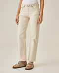 Women's Jeans Straight Relaxed Fit High Rise Cotton Comfort Raw Ivory Wash Included Belt - Raw