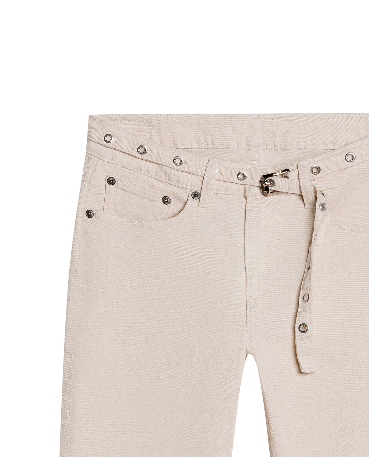 Womens Jeans Straight Relaxed Fit High Rise Cotton Comfort Raw Ivory Wash Included Belt - Raw 63_431H007_CRU134403_8