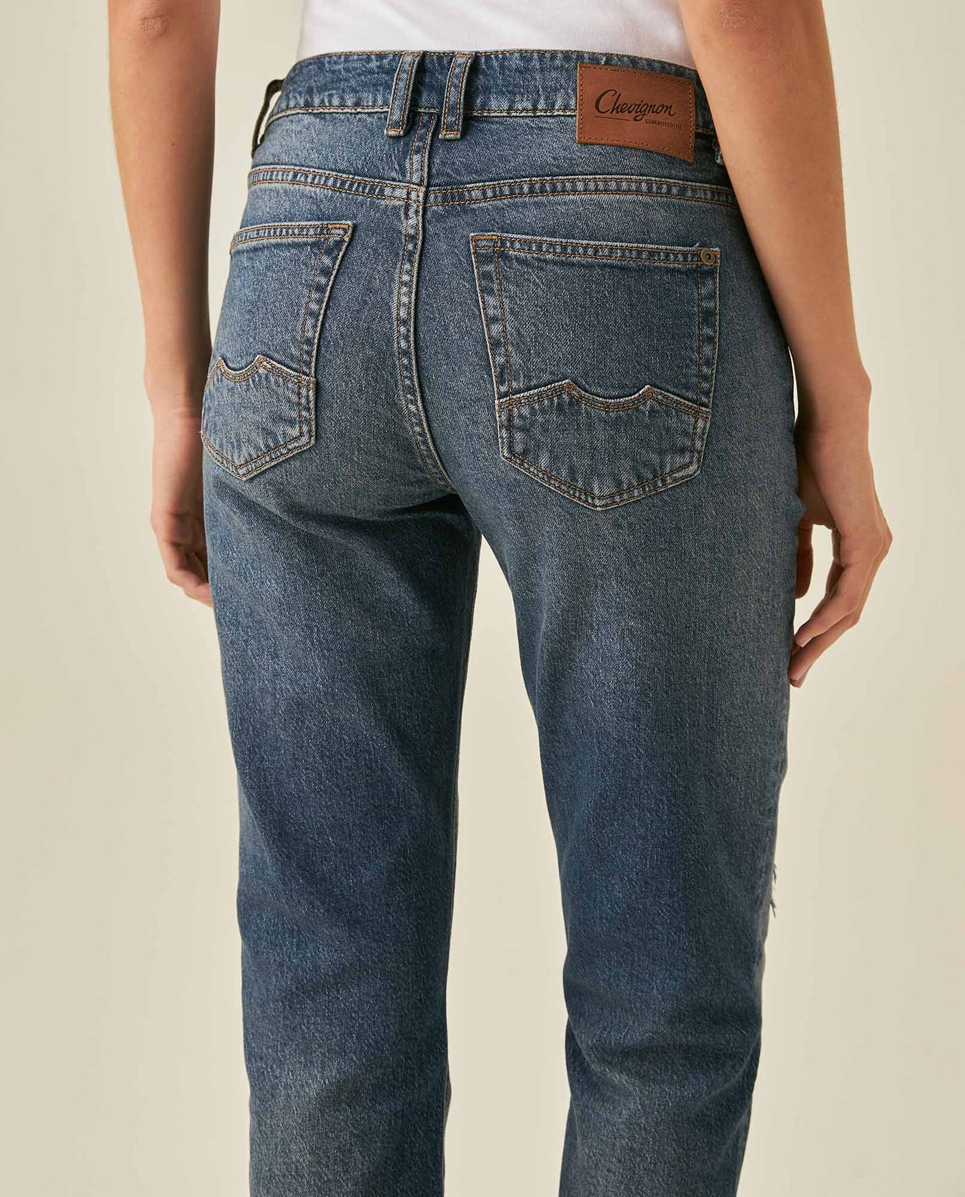 Womens Jeans New Skinny Bootcut High Rise Cotton–Tencel Blend Medium Wash Rips Artisan Repairs - Blue 63_431H011_AZU184140_7