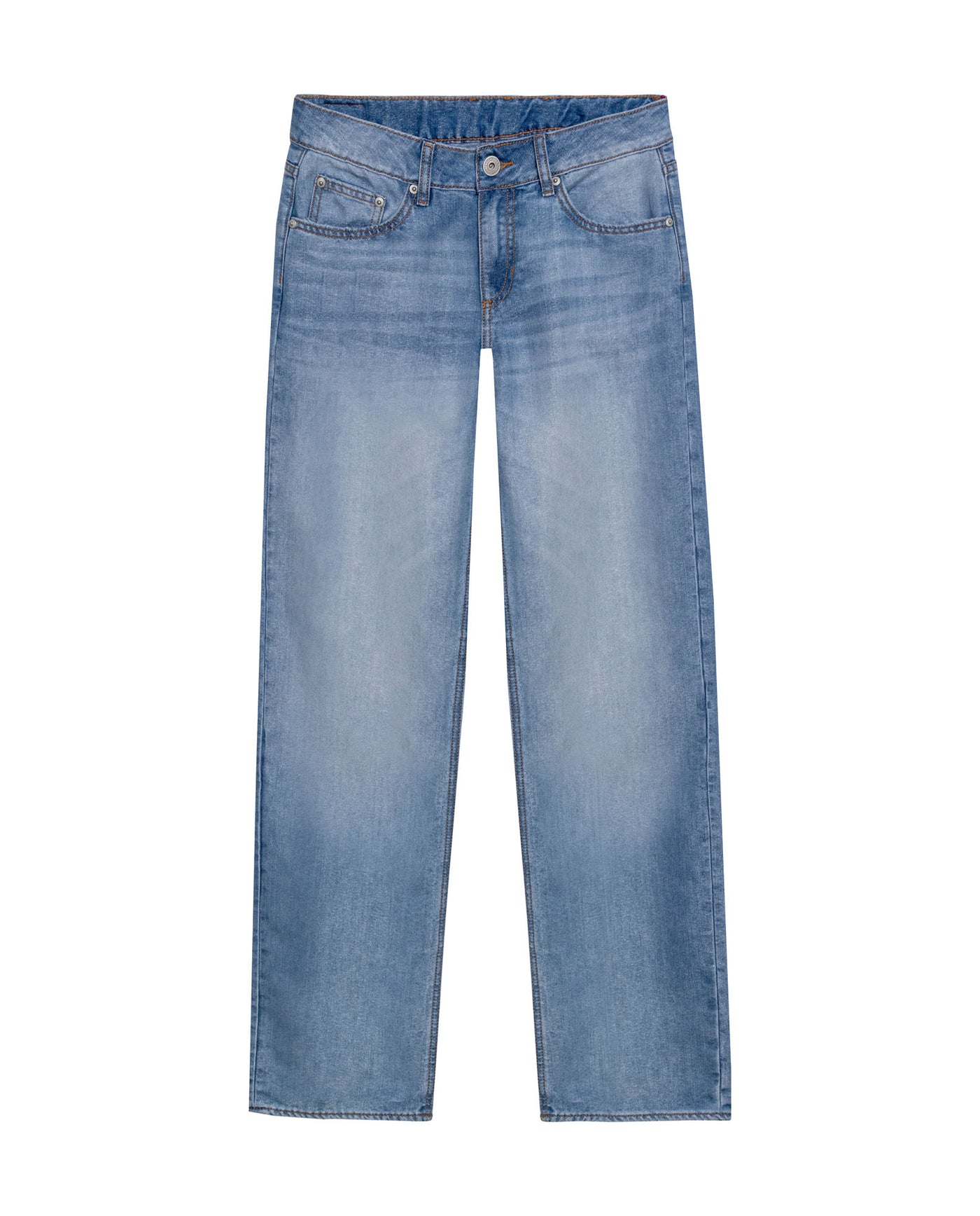 Womens Jeans Straight Relaxed Fit Super High Rise Cotton–Polyester Lurex Light Wash Subtle Shine - Blue 63_431H012_AZU154020_3