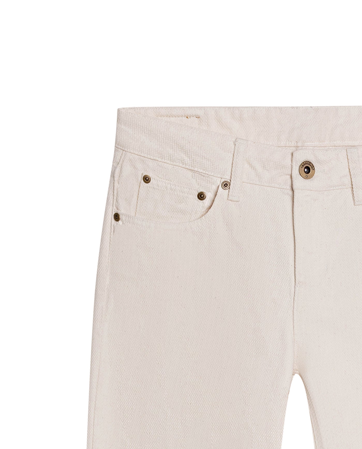 Womens Jeans Straight Relaxed Fit High Rise Cotton–Lyocell Herringbone Texture Raw Ivory Wash - Raw 63_431H013_CRU134403_8