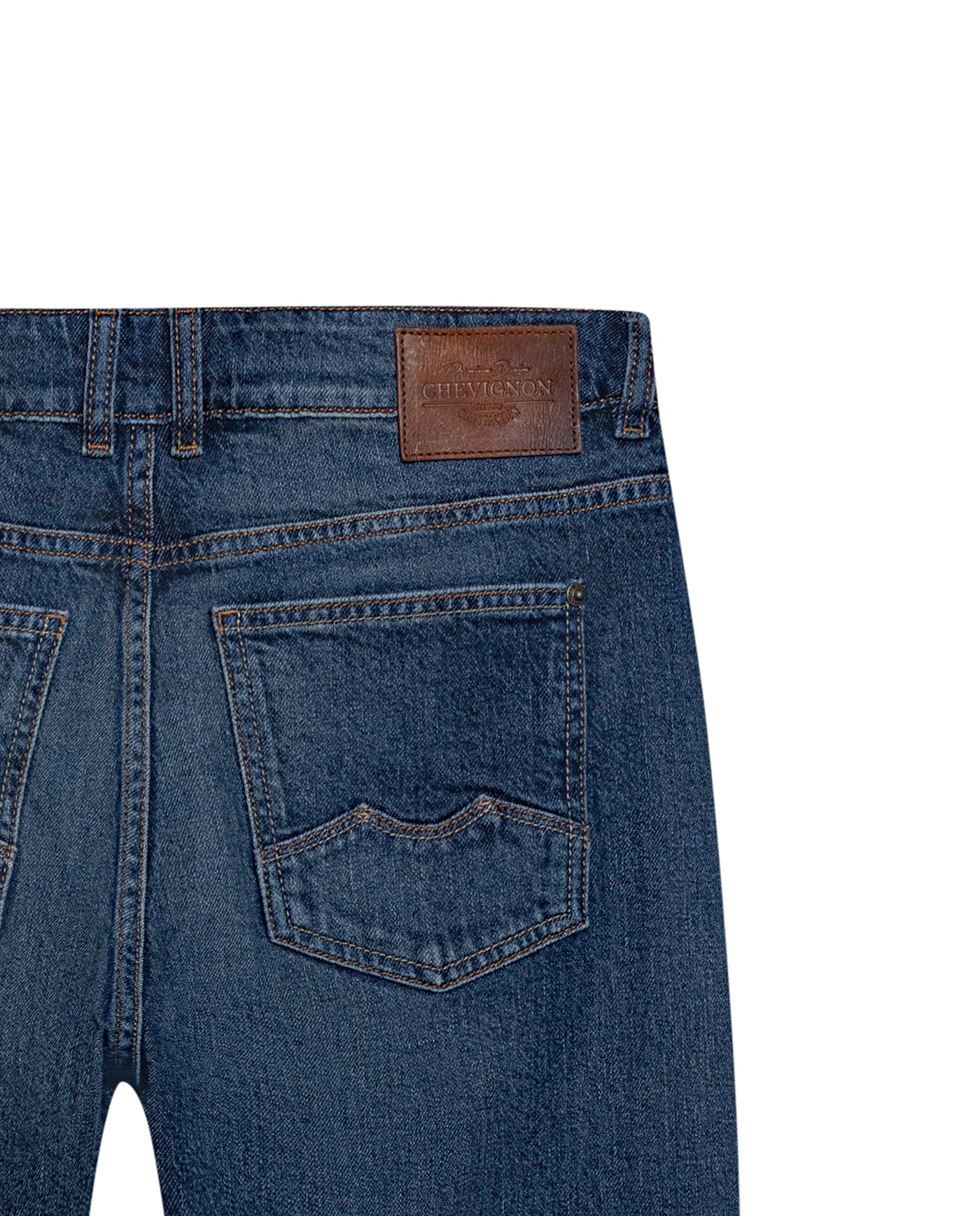 Womens Jeans Boy Fit Tapered Leg Mid Rise Cotton–Tencel Blend Dark Wash Subtle Distressing - Blue 63_431H015_AZU194052_6