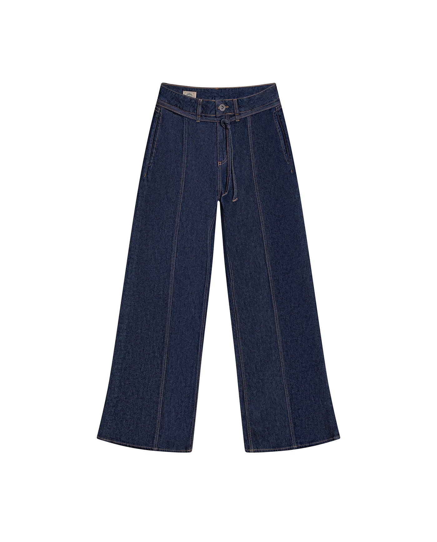 Womens Jeans Special Fit Wide Leg Super High Rise Cotton–Tencel Blend Ultra Dark Wash Included Belt Leg Cuts - Blue 63_431H022_AZU193924_0