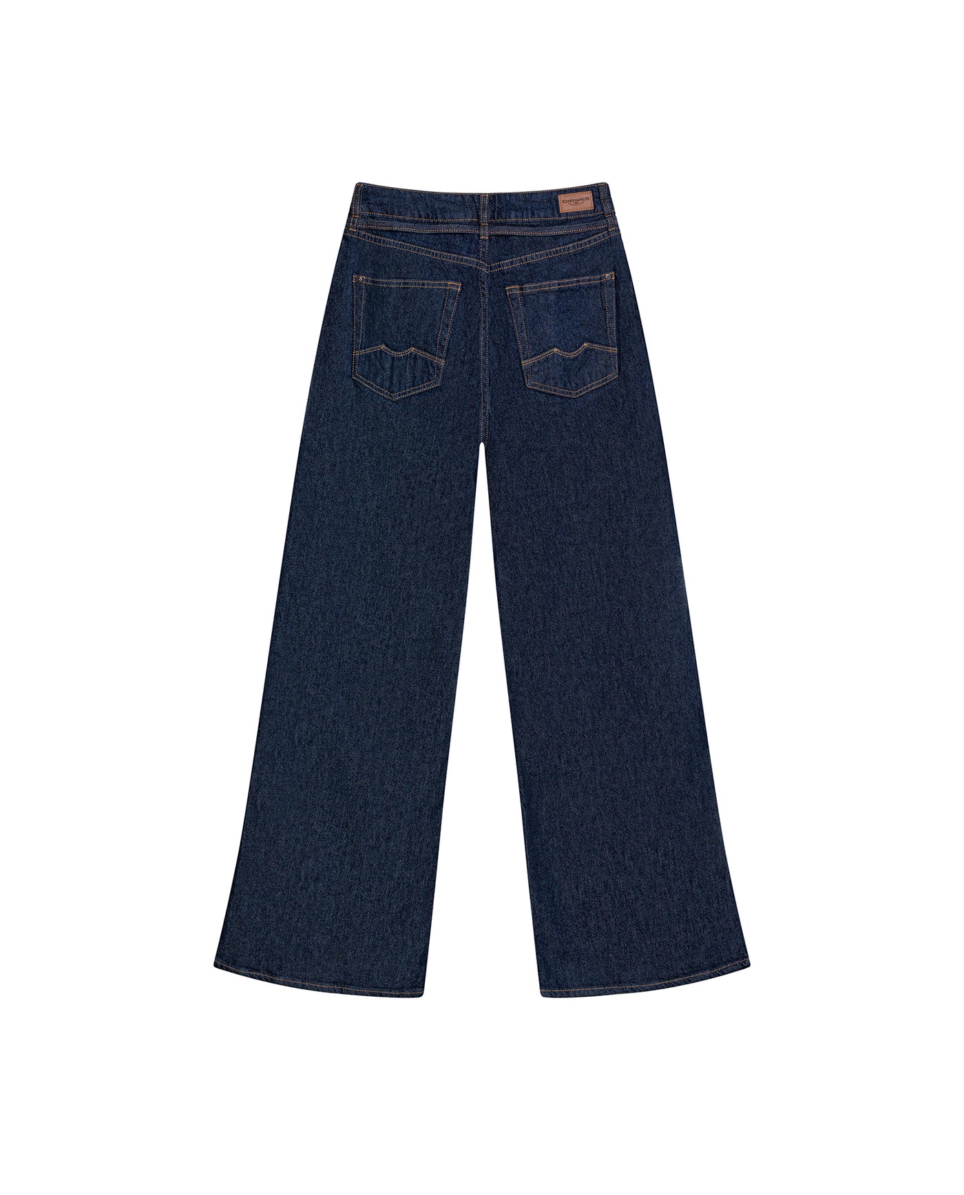 Womens Jeans Special Fit Wide Leg Super High Rise Cotton–Tencel Blend Ultra Dark Wash Included Belt Leg Cuts - Blue 63_431H022_AZU193924_5