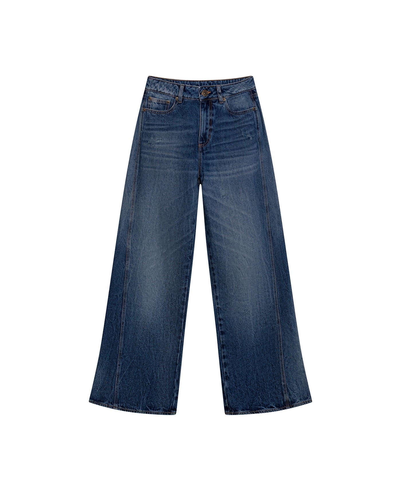 Womens Jeans Special Fit Wide Leg Relaxed Super High Rise Cotton Non-Stretch Dark Wash Subtle Effects - Blue 63_431H030_AZU194052_3