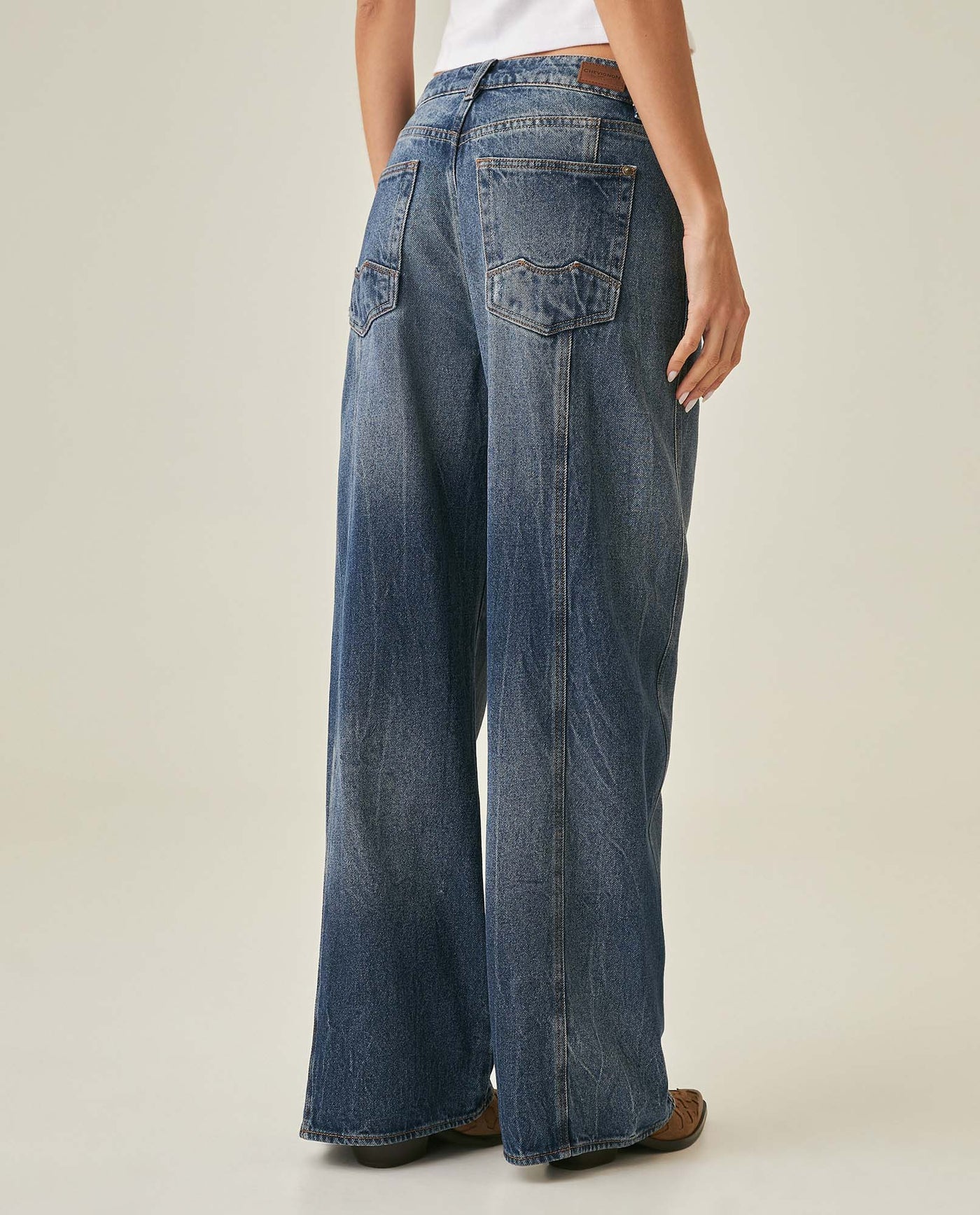Womens Jeans Special Fit Wide Leg Relaxed Super High Rise Cotton Non-Stretch Dark Wash Subtle Effects - Blue 63_431H030_AZU194052_6