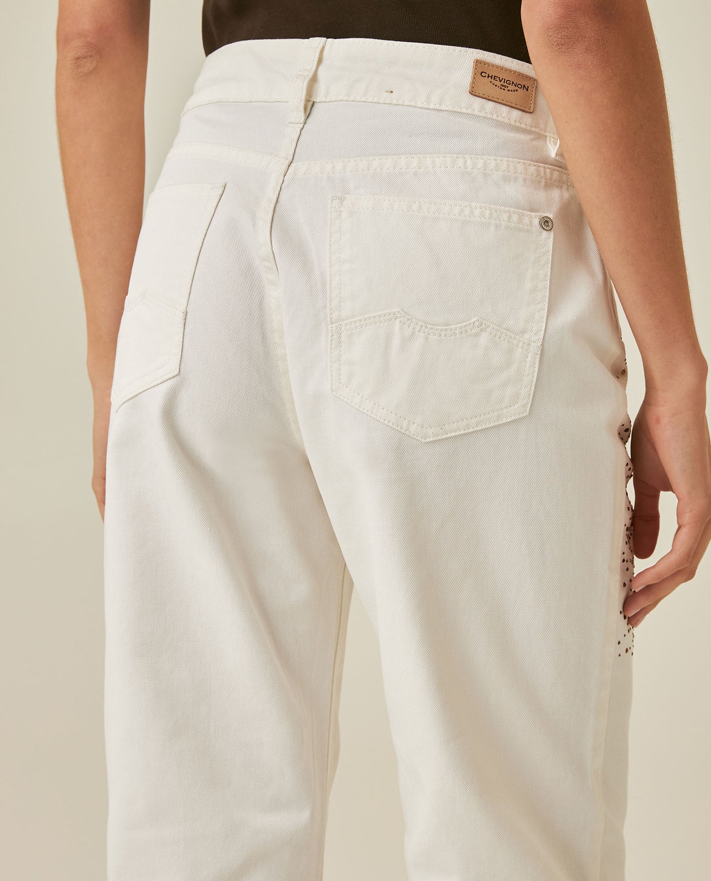 Womens Jeans Straight Crop Fit Relaxed High Rise Cotton Non-Stretch Classic Wash Scattered Rhinestones - Mothers - Raw 63_431H130_CRU134403_7