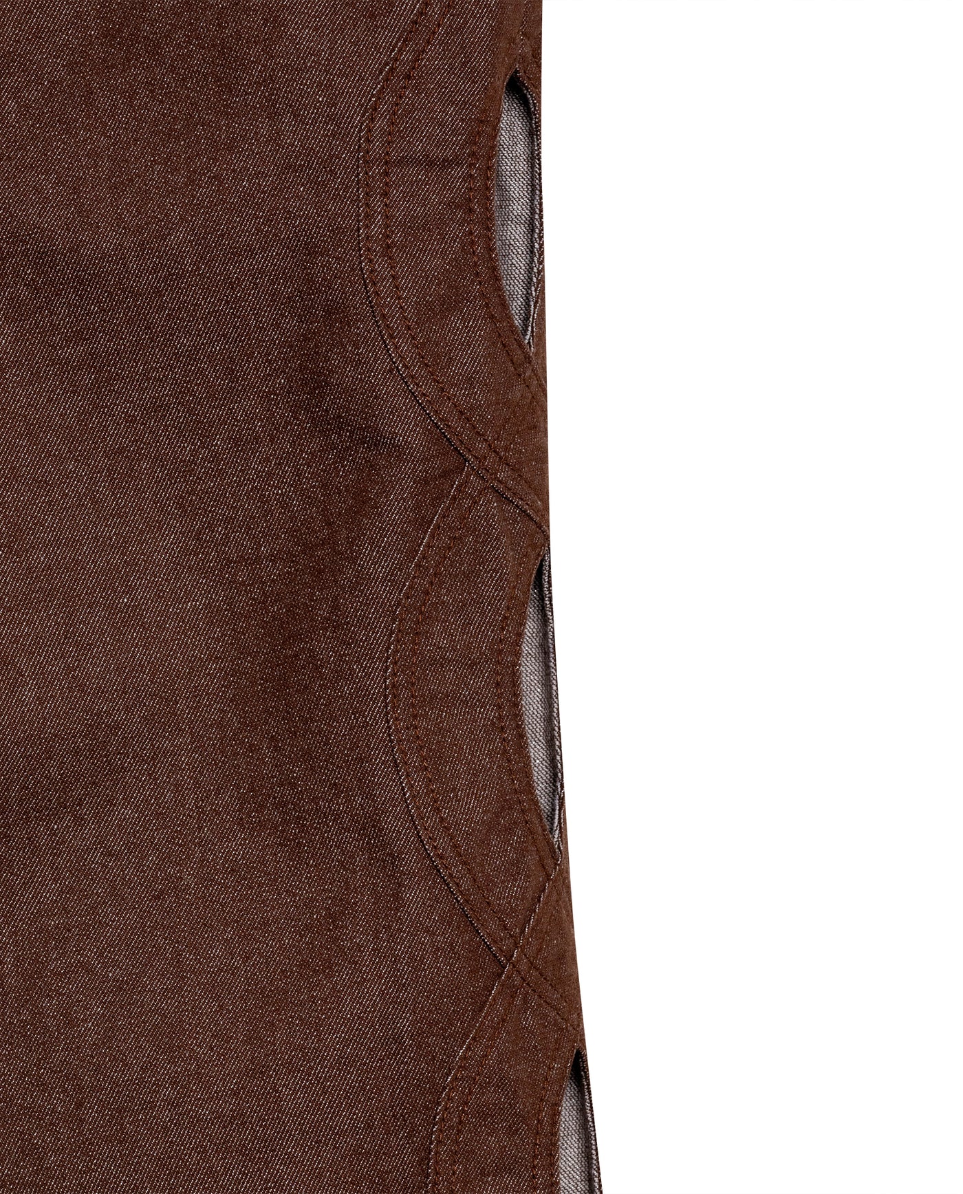 Womens Jeans Special Fit Straight Super High Rise Cotton–Polyester Lurex Coffee Wash Side Oval Cuts Mesh - Mothers - Brown 63_431H131_CAF191241_8