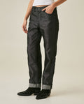 Women's Jeans Straight Relaxed Fit High Rise Cotton–Polyester Sheen Black Wash Elegant - Mothers - Black