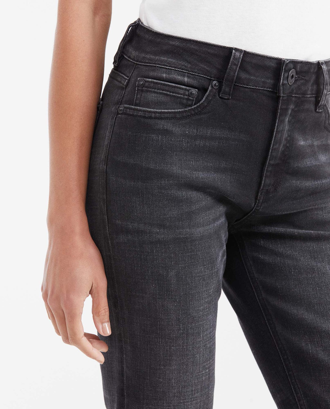 Women's Cosmo High Rise Skinny Jeans in Gray with Tone-on-Tone Stitching - 3