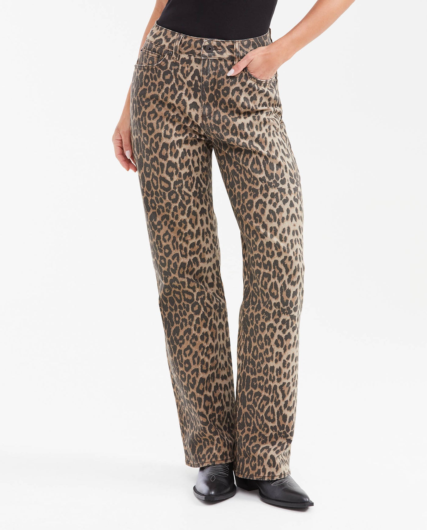 Women's High Cosmo Super High Rise Boot Cut Jeans in Duo-Tone Animal Print - 1