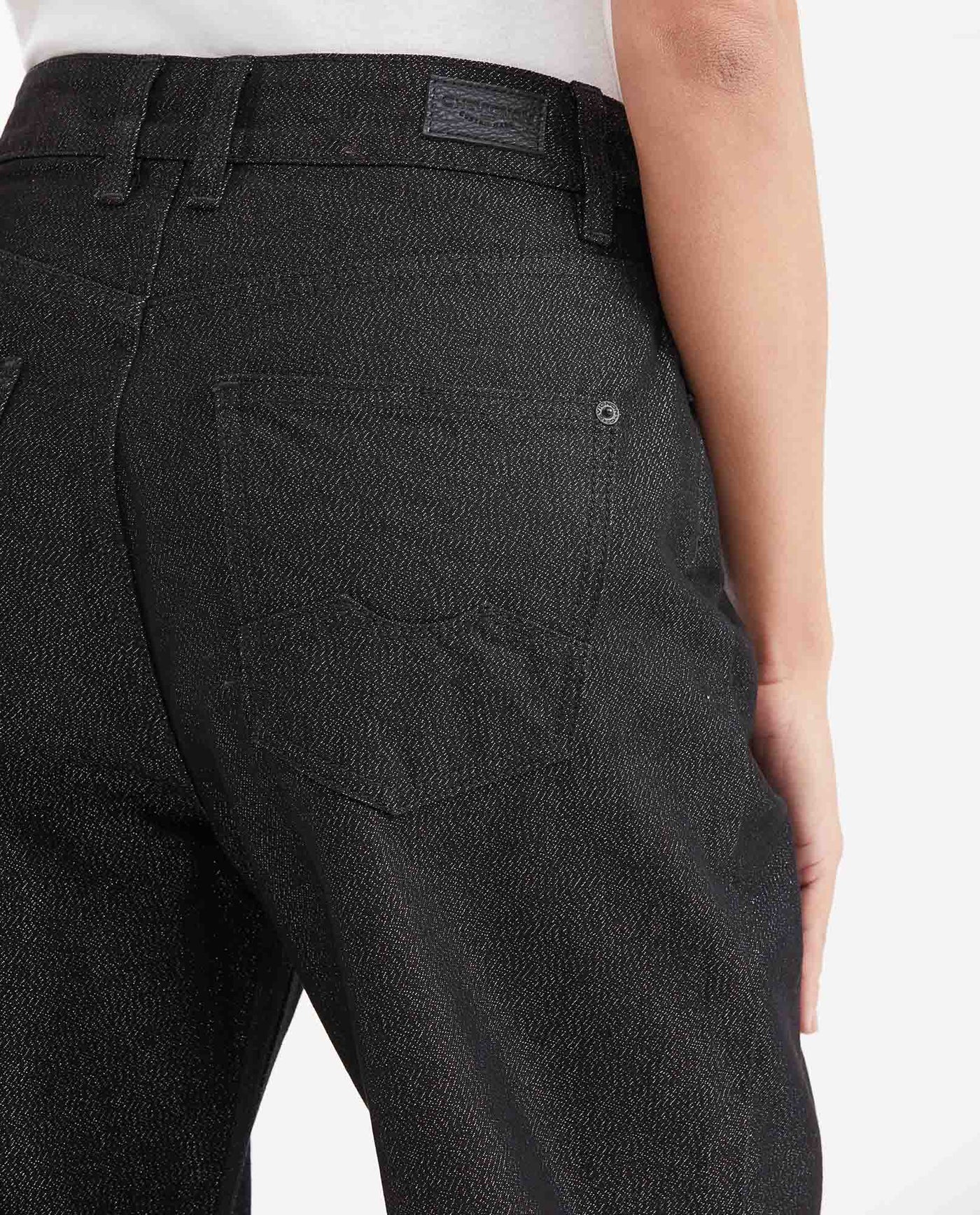Women's Straight Fit Super High Rise Relaxed Jeans in Black with Lurex Threads - 7