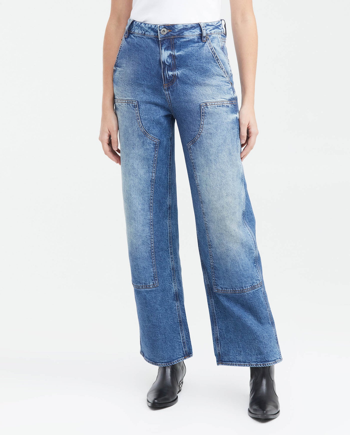 Jean Wide Leg High Rise Boot Relaxed Light Blue Vintage Wash for Women - Blue 439F037 - 1