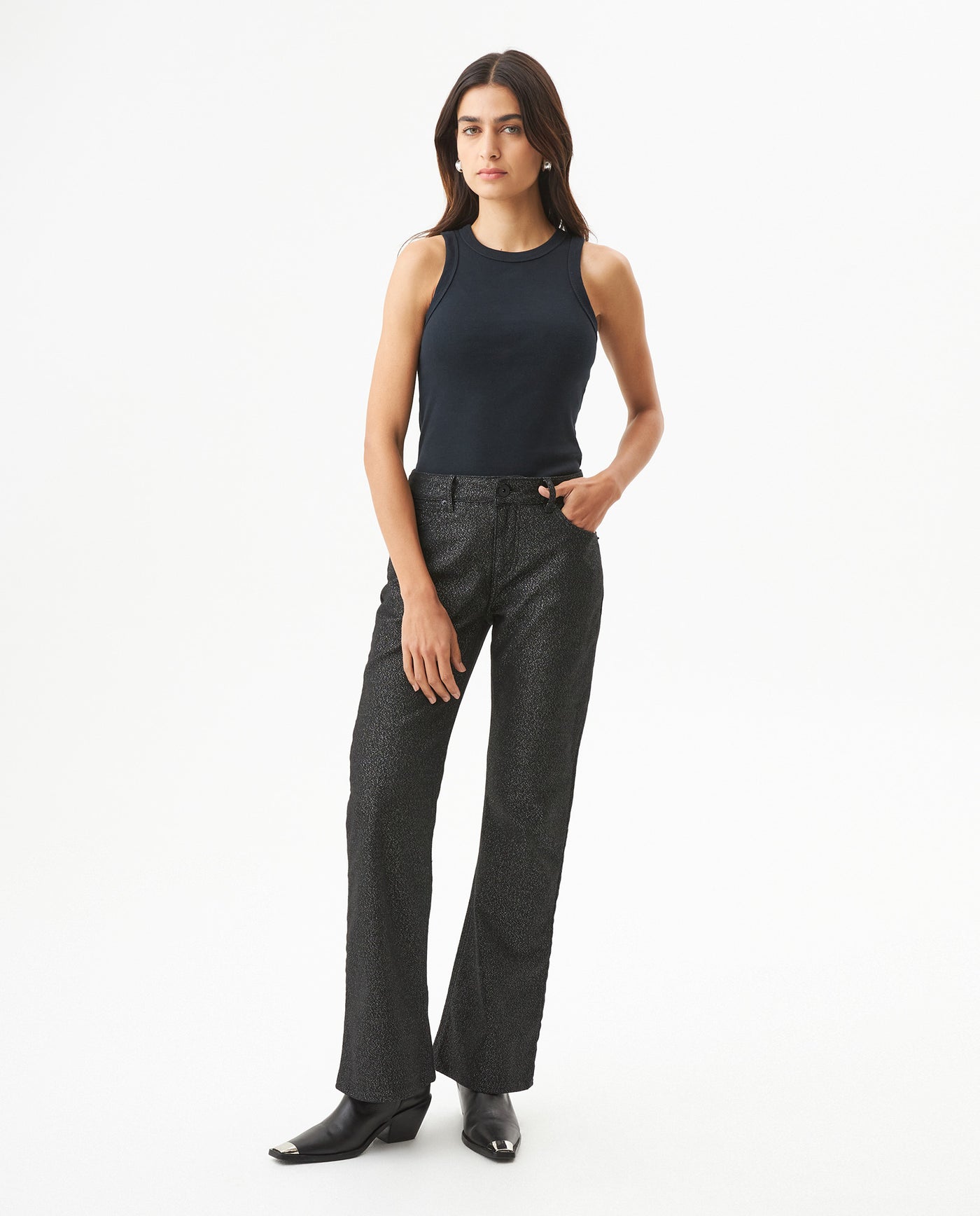 Women's Cosmo High Rise Black Wash Jeans in Cotton-Polyester Blend Dockside 63_439G017_NEG194004_0