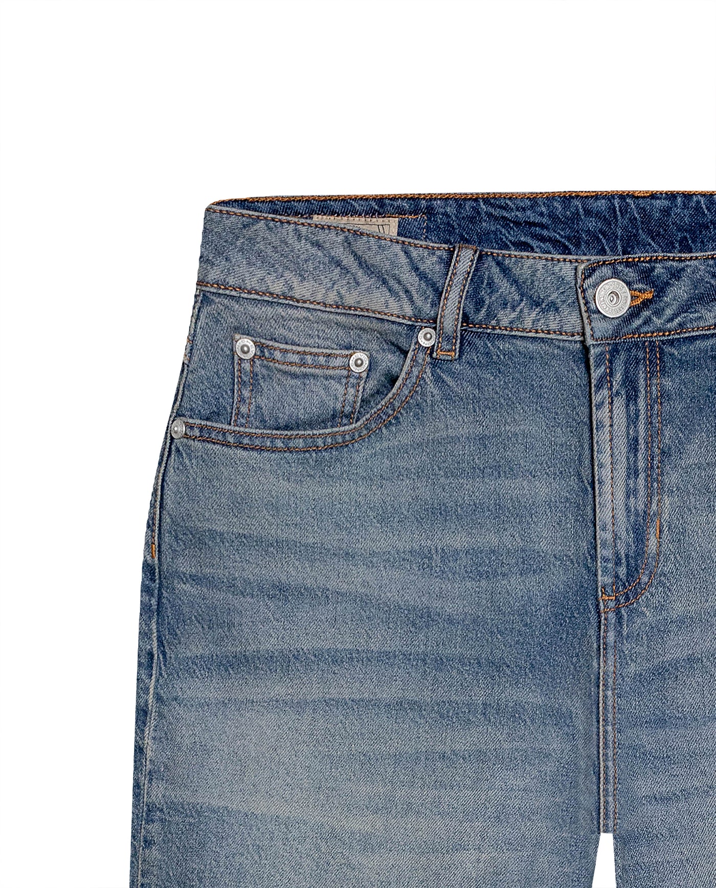 Women's Boy Fit Medium Rise Light Wash Jeans in Cotton-Tencel Blend, Nautical 439G028 - 7