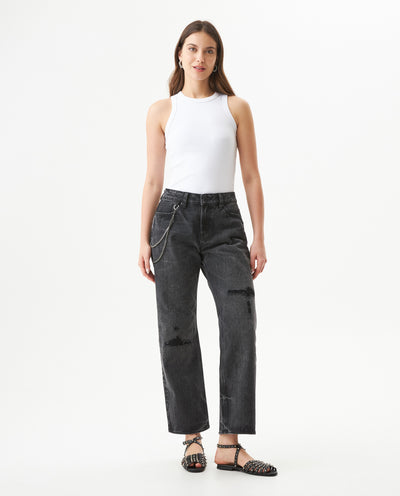 Women's Jeans, Boy Fit, Relaxed Cut - Gray 439G029 - 1