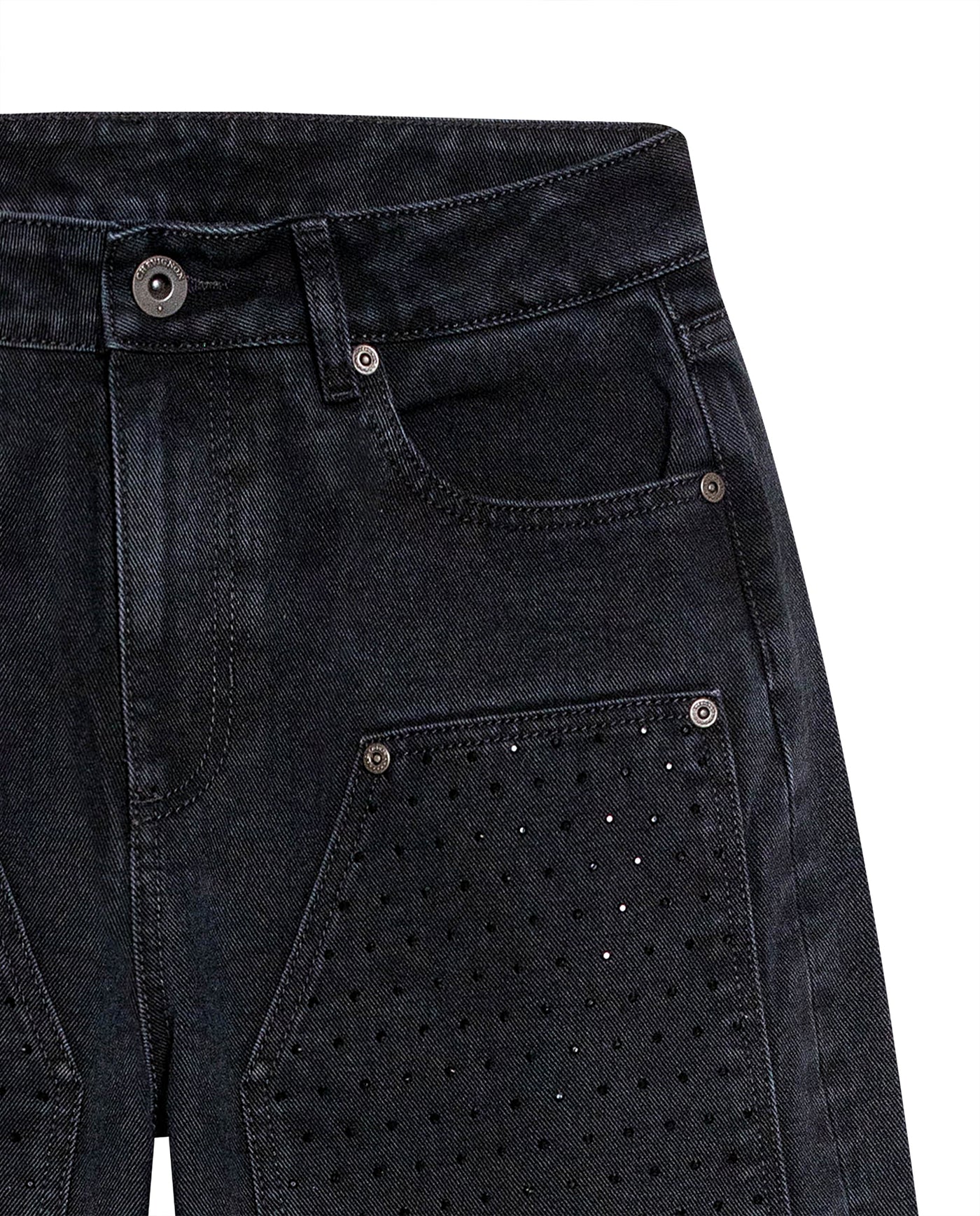 Women's Special Fit Wide Leg High Rise Black Wash Jeans in Cotton-Viscose Blend, Ceremony 439G031 - 7