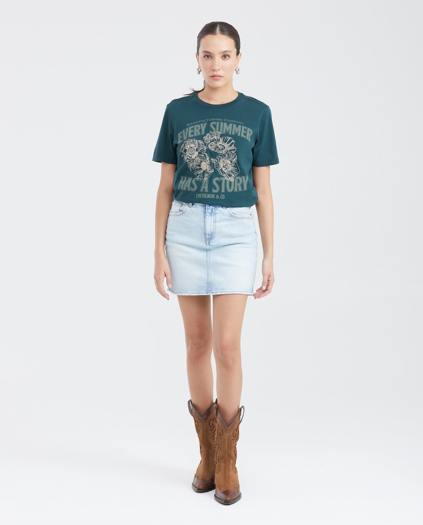 Short Skirt in Light Blue High Rise Denim for Women - Blue 441G001 - 6