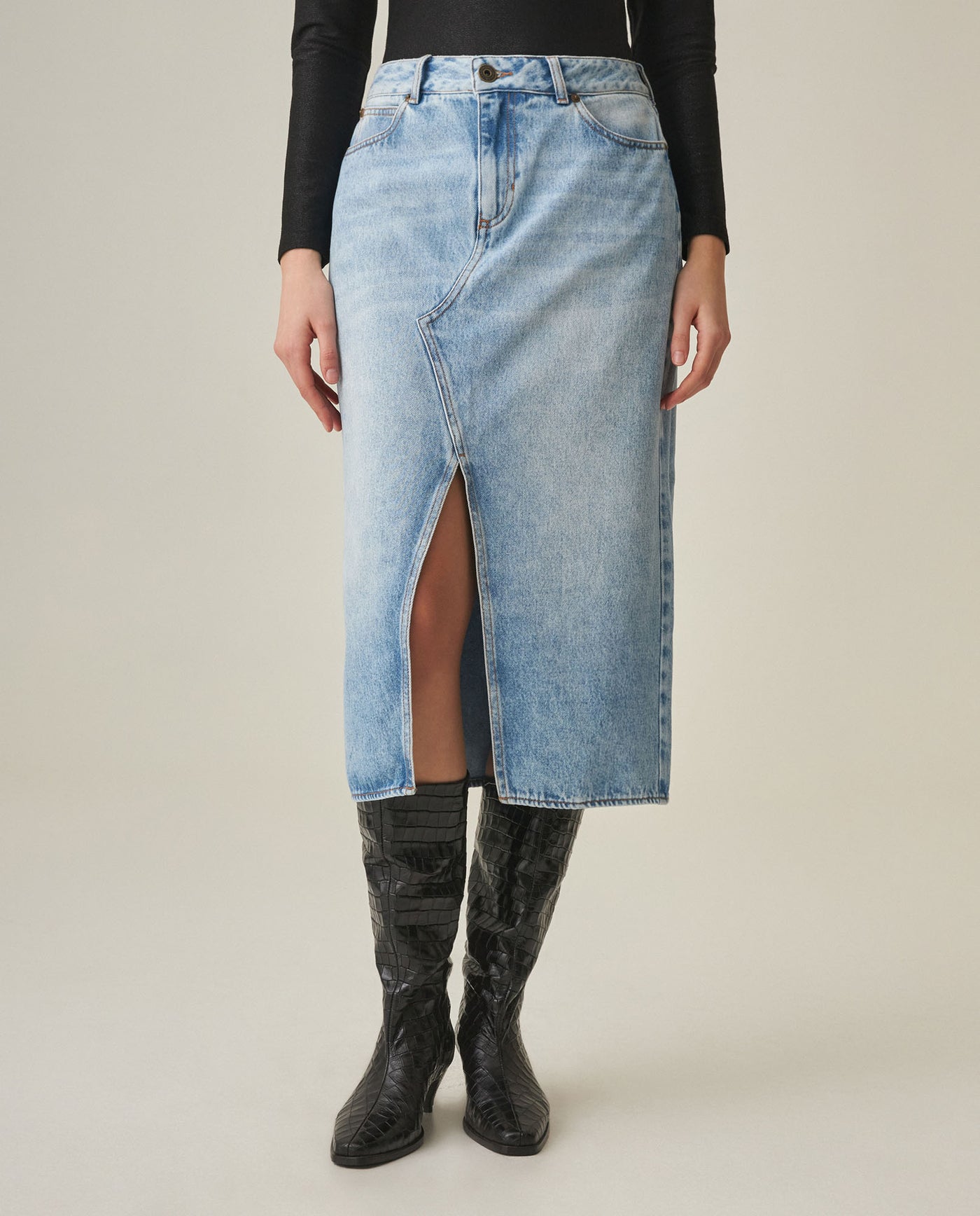 Women´s Long Denim Skirt - Blue 63_442H000_AZU154020_0