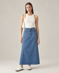 Women's Denim Long Skirt - Blue