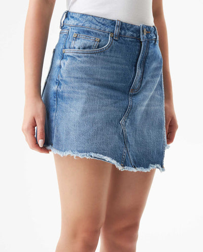 Women's Cargo Style Denim Skirt in Cotton Stretch Blend