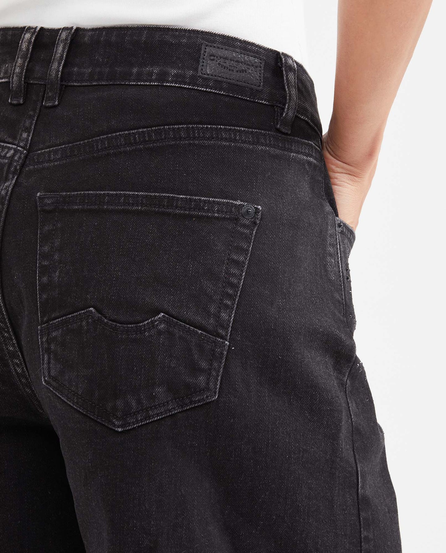 Women's Denim Shorts, High Rise with Shiny Stones - Black - 7