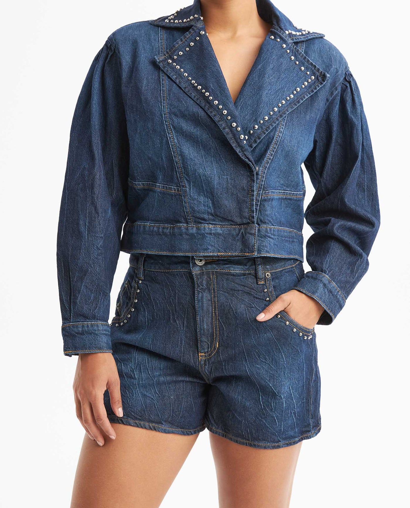 Women's Denim Shorts High Rise - Blue 63_459G000_AZU194052_3