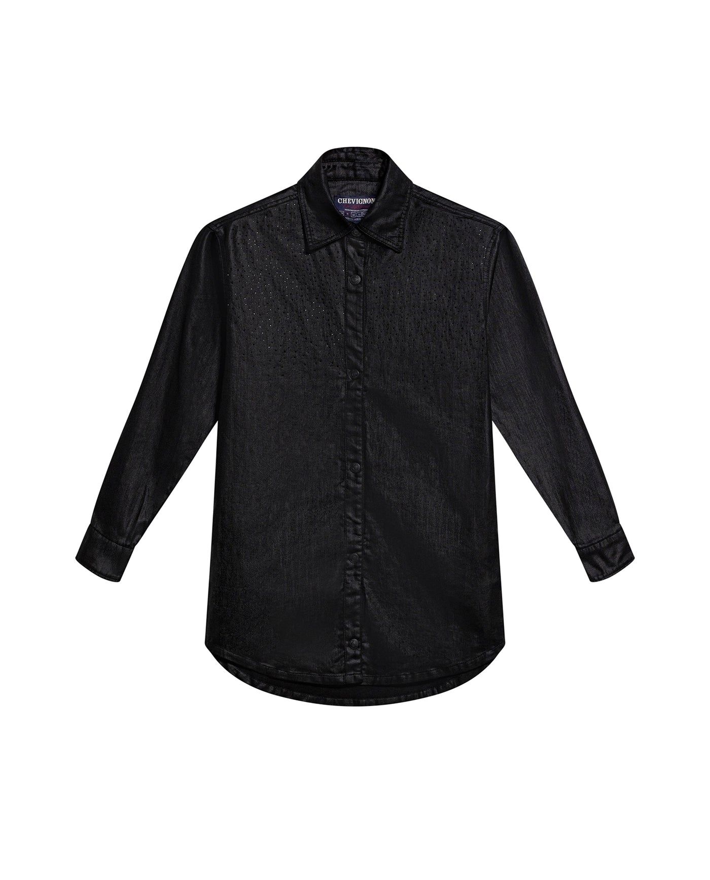 Women's Stone Print Black Denim Shirt Dress in Cotton, Splarkle 479G000 - 2