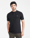 Men's Polo Shirt Mandarin Collar Slim Fit in Cotton Stretch Blend