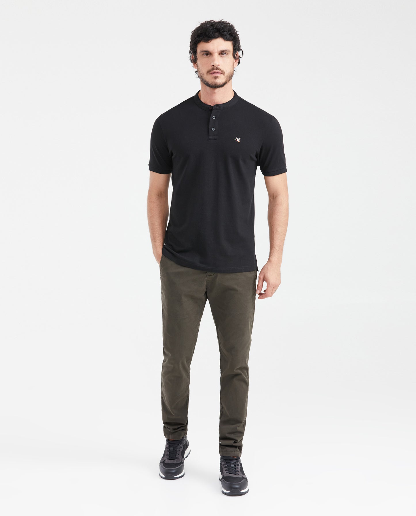 Men's Polo Shirt, Short Sleeve, Cotton - Black - 5