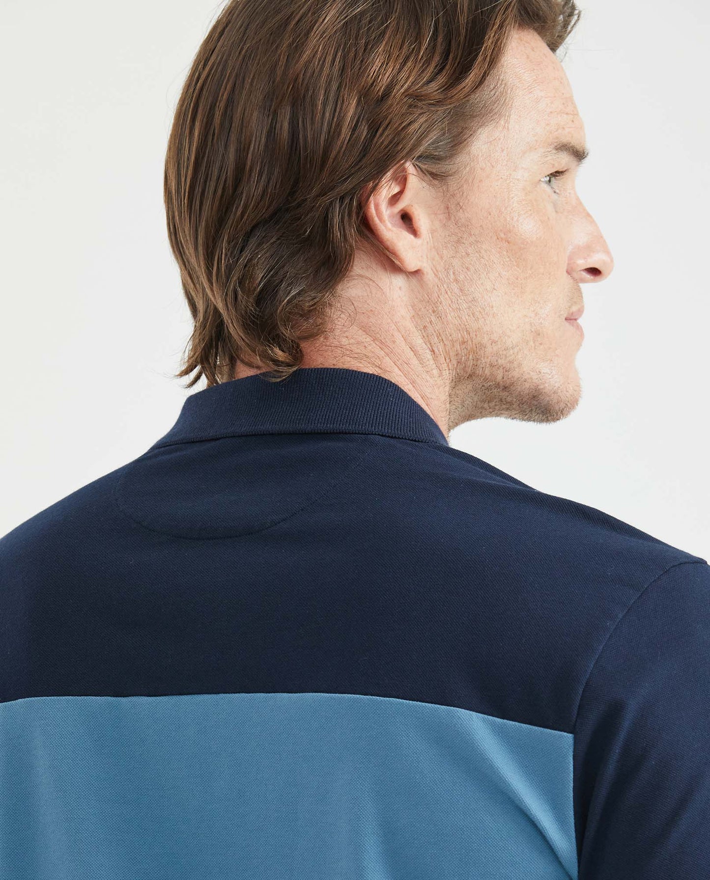 Men's Polo Shirt, Classic Fit Short Sleeve - Gradient Color Blocks - Blue - 5