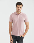Men's Polo Shirt Slim Fit Heathered Effect - Pink