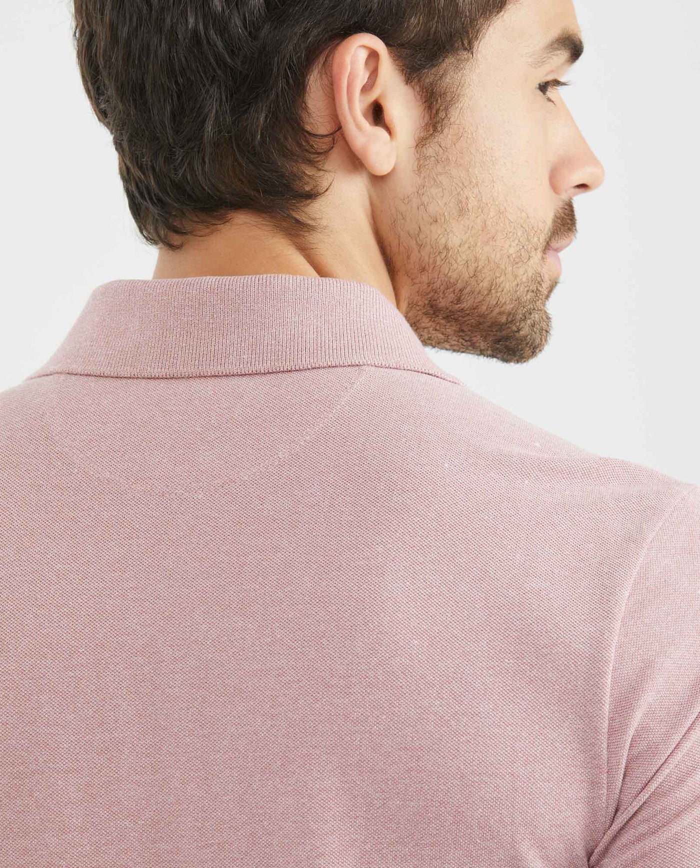 Men's Polo Shirt, Slim Fit Short Sleeve - Heathered Effect - Pink 601F007 - 5