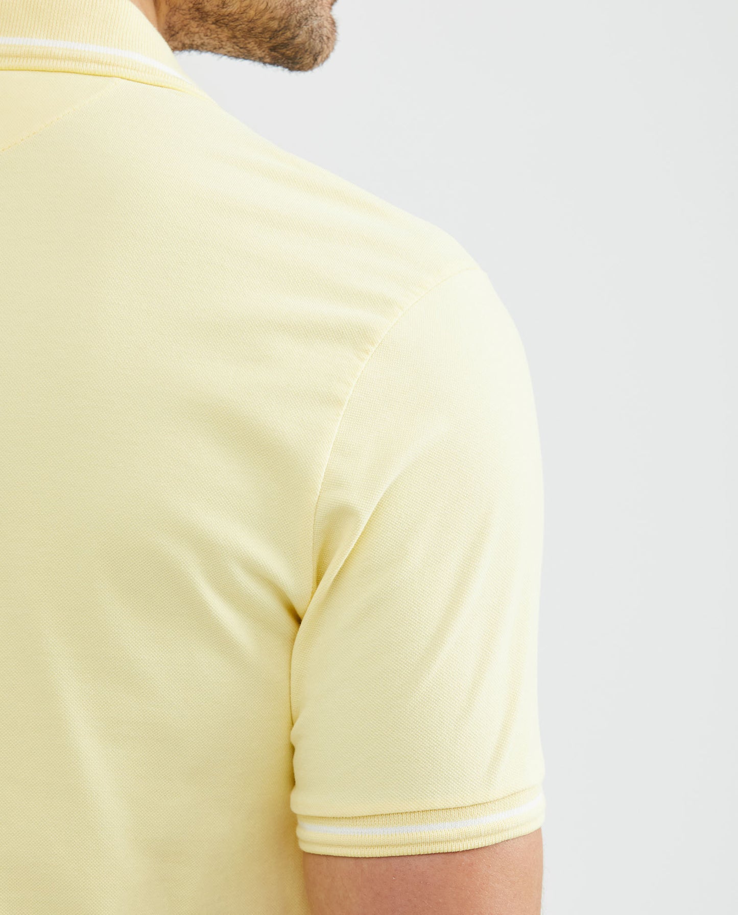 Men's Polo Shirt, Slim Fit Short Sleeve - Fabric Details - Yellow - 5