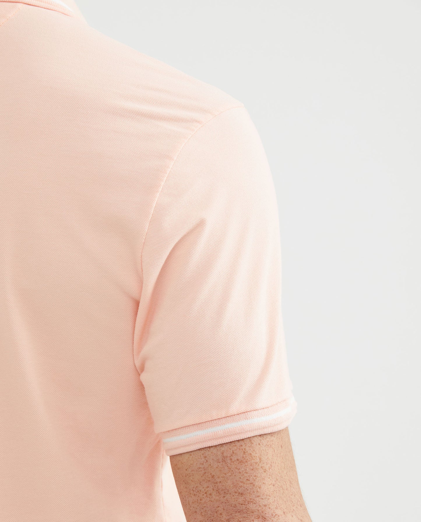 Men's Polo Shirt, Slim Fit Short Sleeve - Fabric Details - Pink - 7